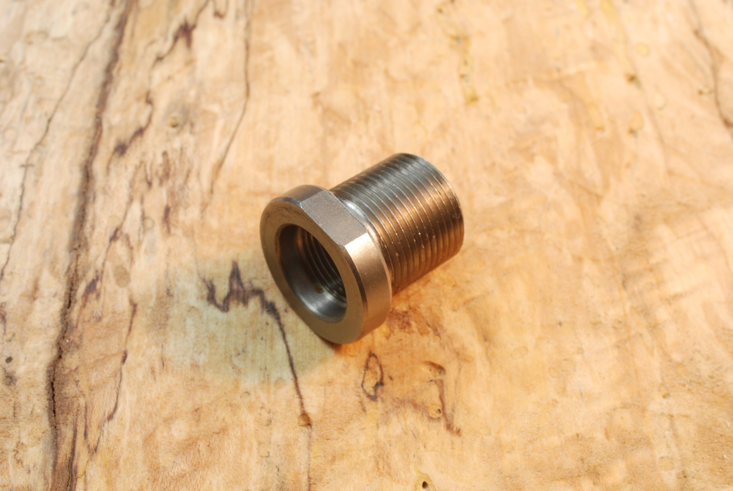 Stainless Steel Thread Adapter – 5.56 To .308 – 1/2x28 To 5/8x24 TPI – Silver Rifle Barrel Part
